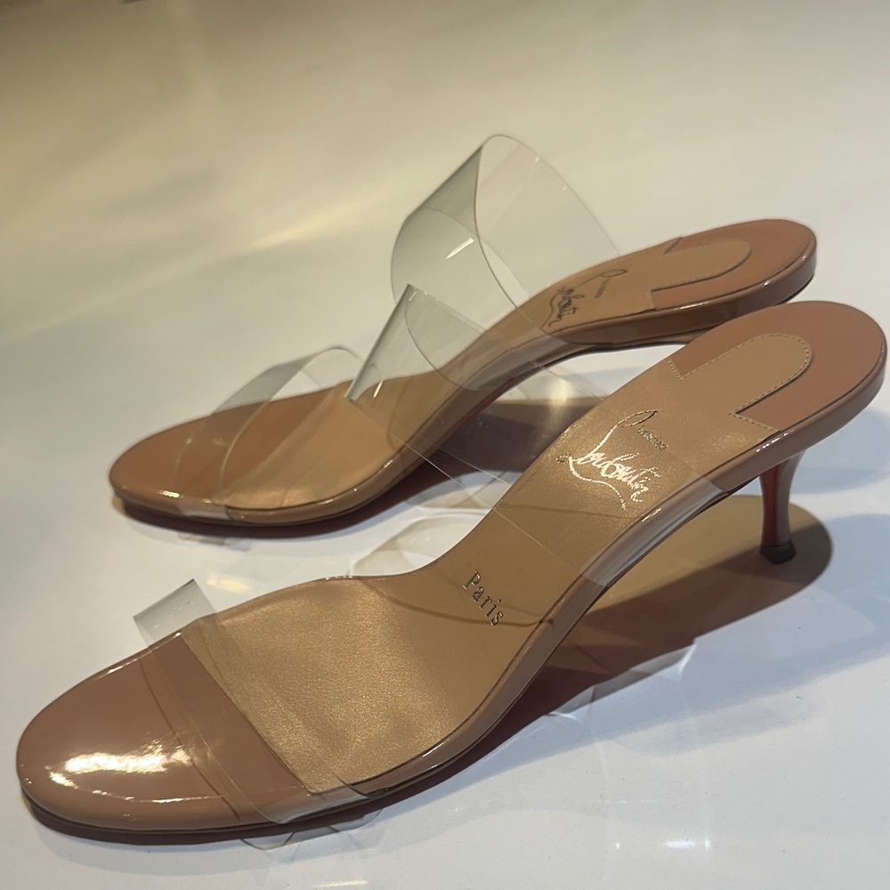 Christian Louboutin Brown and Clear Heels - Picture 3 of 4